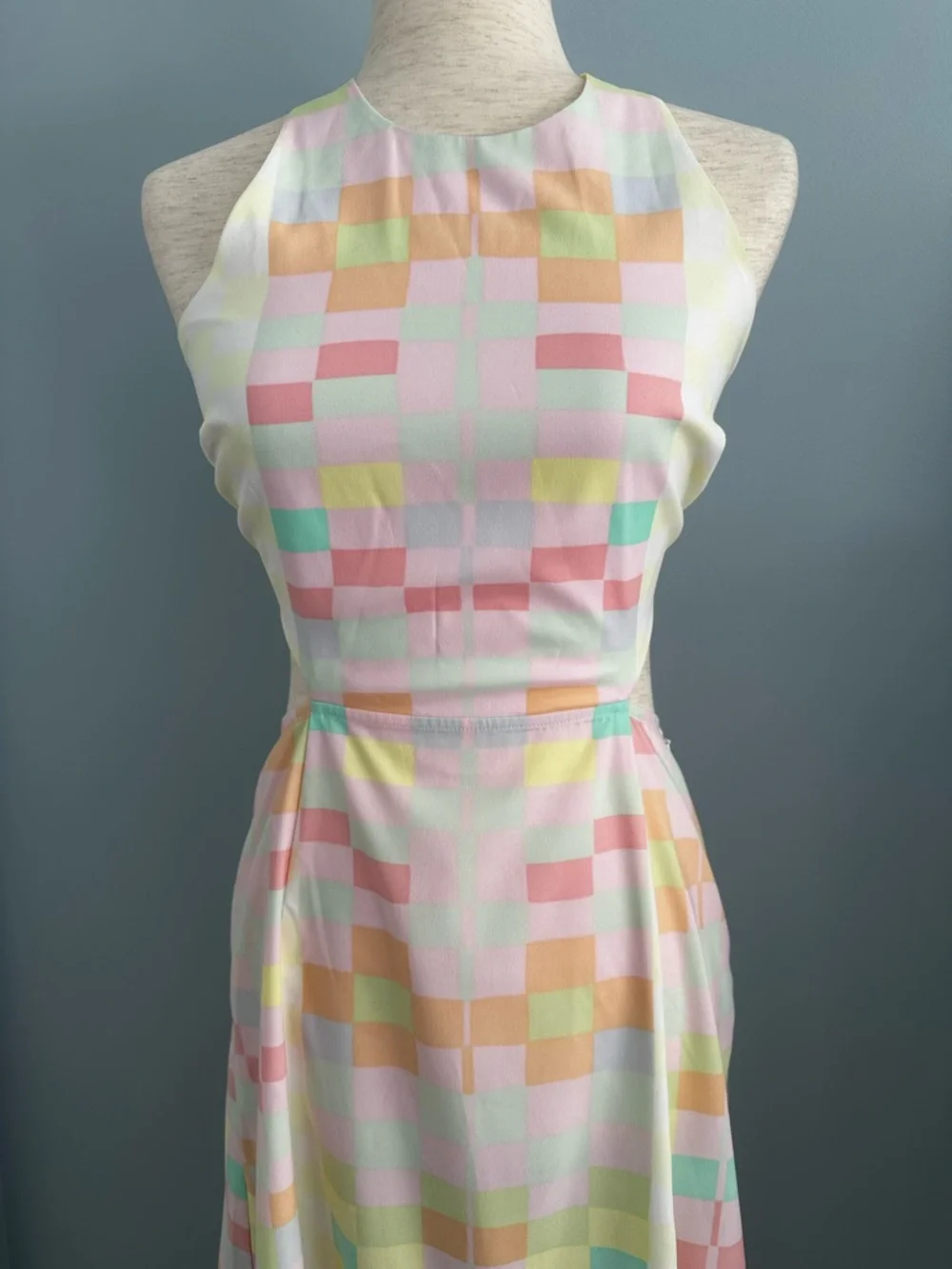 NWT Mara Hoffman Citrus Halter Maxi Dress Pink Orange Pastel Retro 80s Sz 4 - Picture 2 of 13